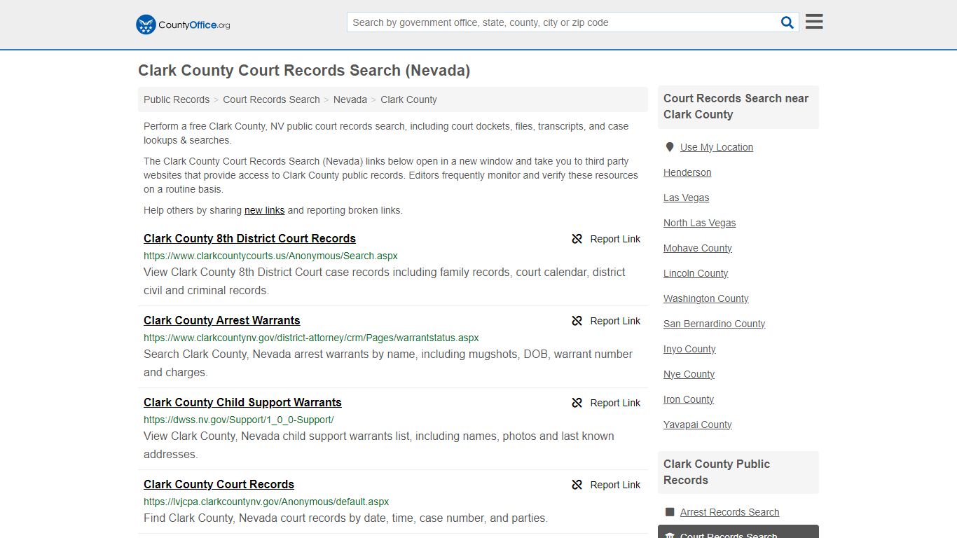 Clark County Court Records Search (Nevada) - County Office